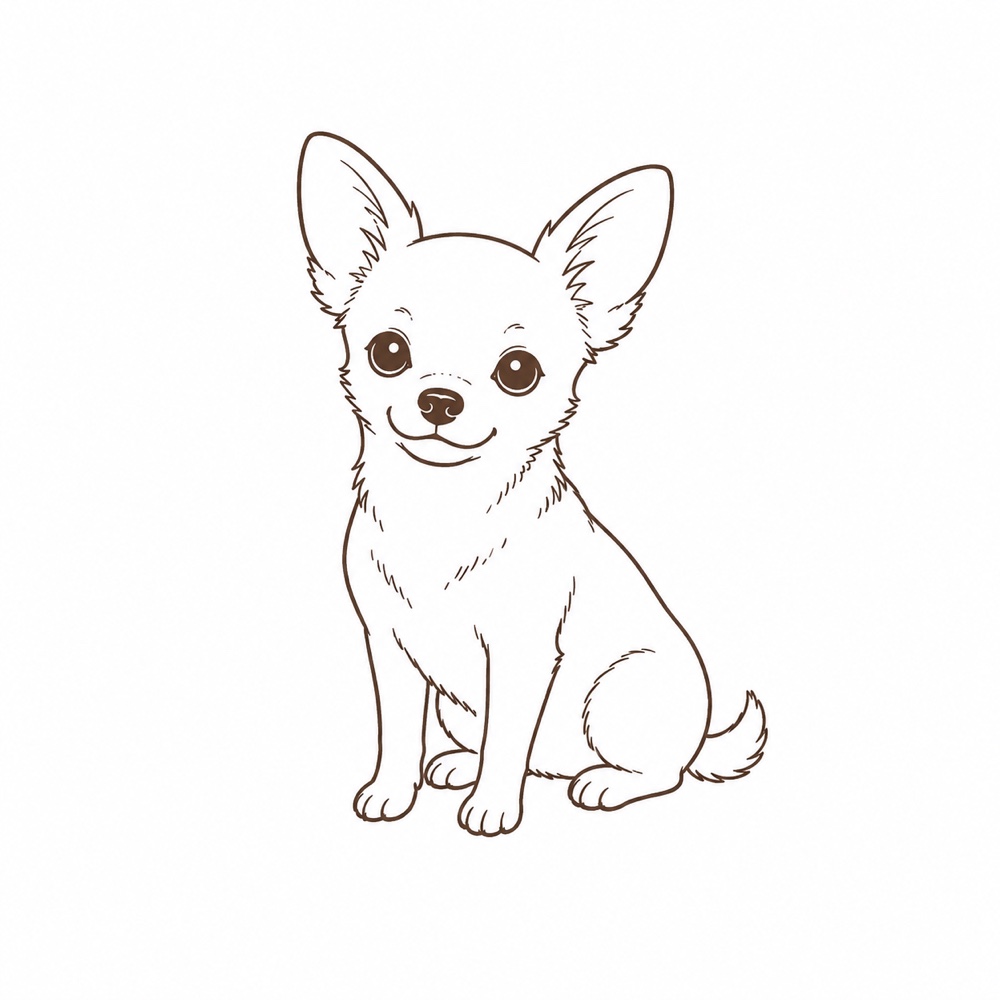 Line drawing of a front or 45 degree pet pose.