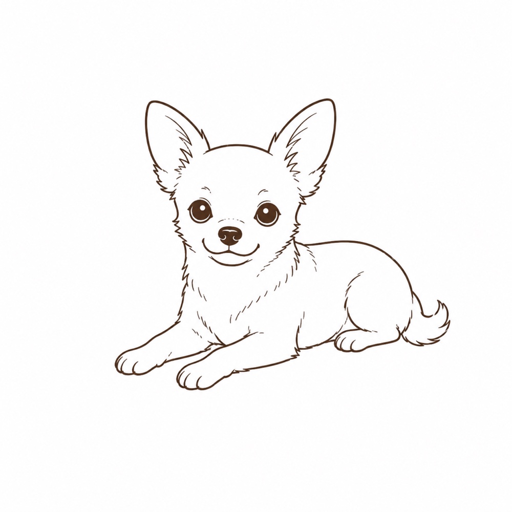 Line drawing of a lying pet pose.