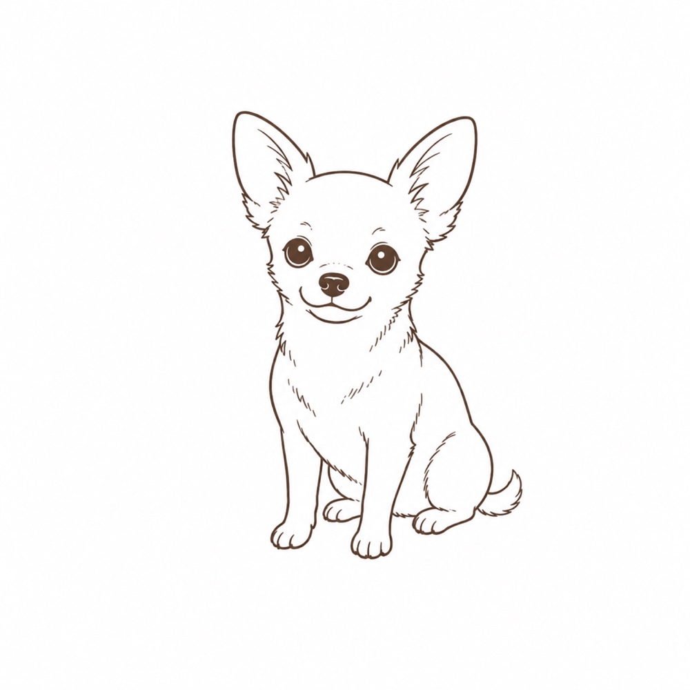 Line drawing of a sitting pet pose.