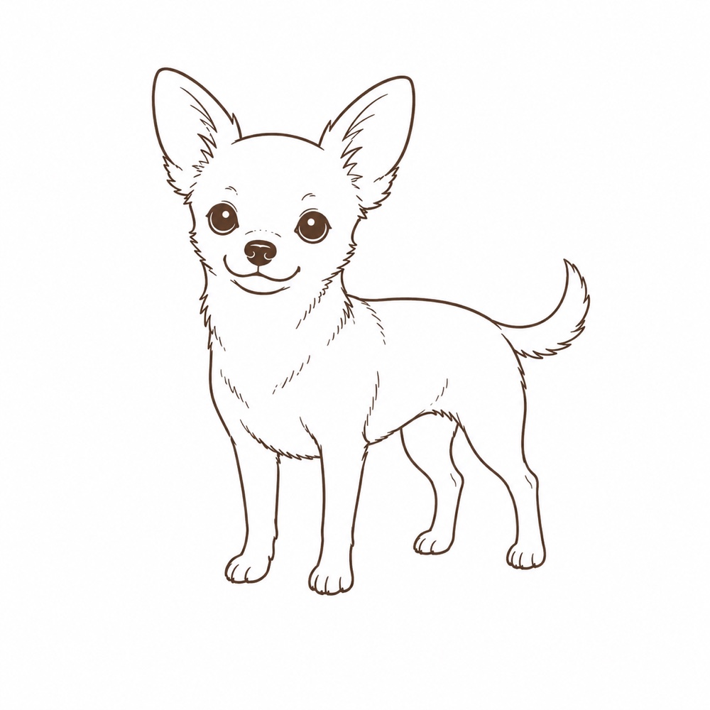 Line drawing of a standing pet pose.