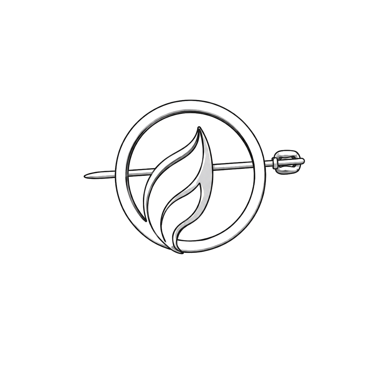 Brooch style line drawing.