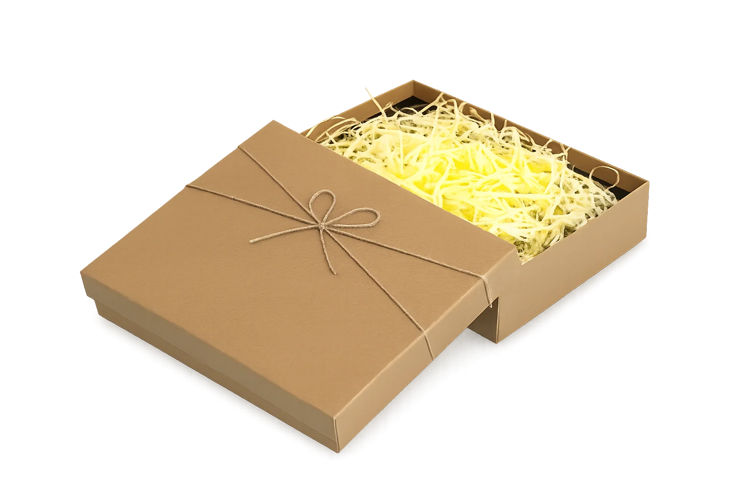 Open kraft gift box prepared for a custom pet keepsake